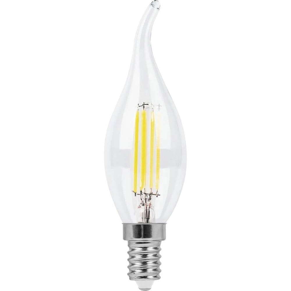 Лампа светодиодная филаментная Feron E14 7W 2700K Свеча на ветру Прозрачная LB-67 25727