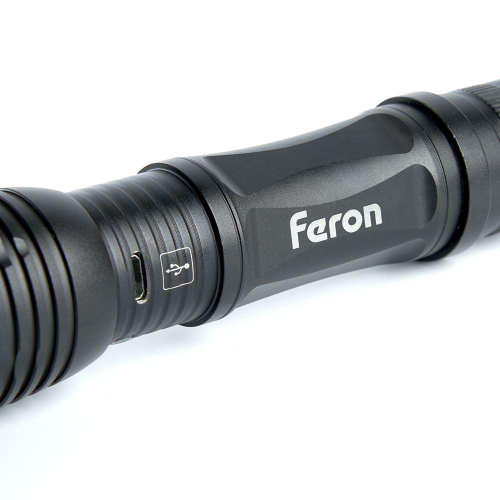 Ручной светодиодный фонарь Feron TH2401 аккумуляторный 145х40 250 лм 41683