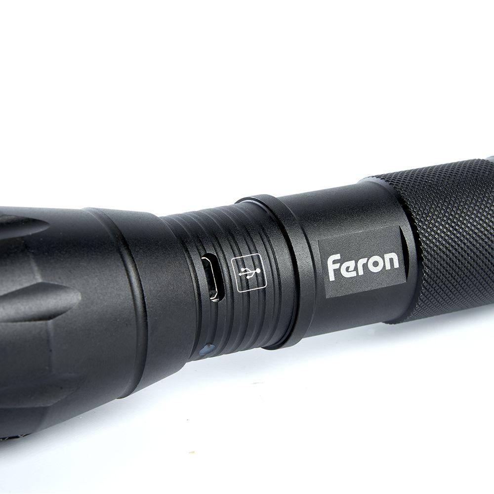 Ручной светодиодный фонарь Feron TH2400 аккумуляторный 137х40 250 лм 41682