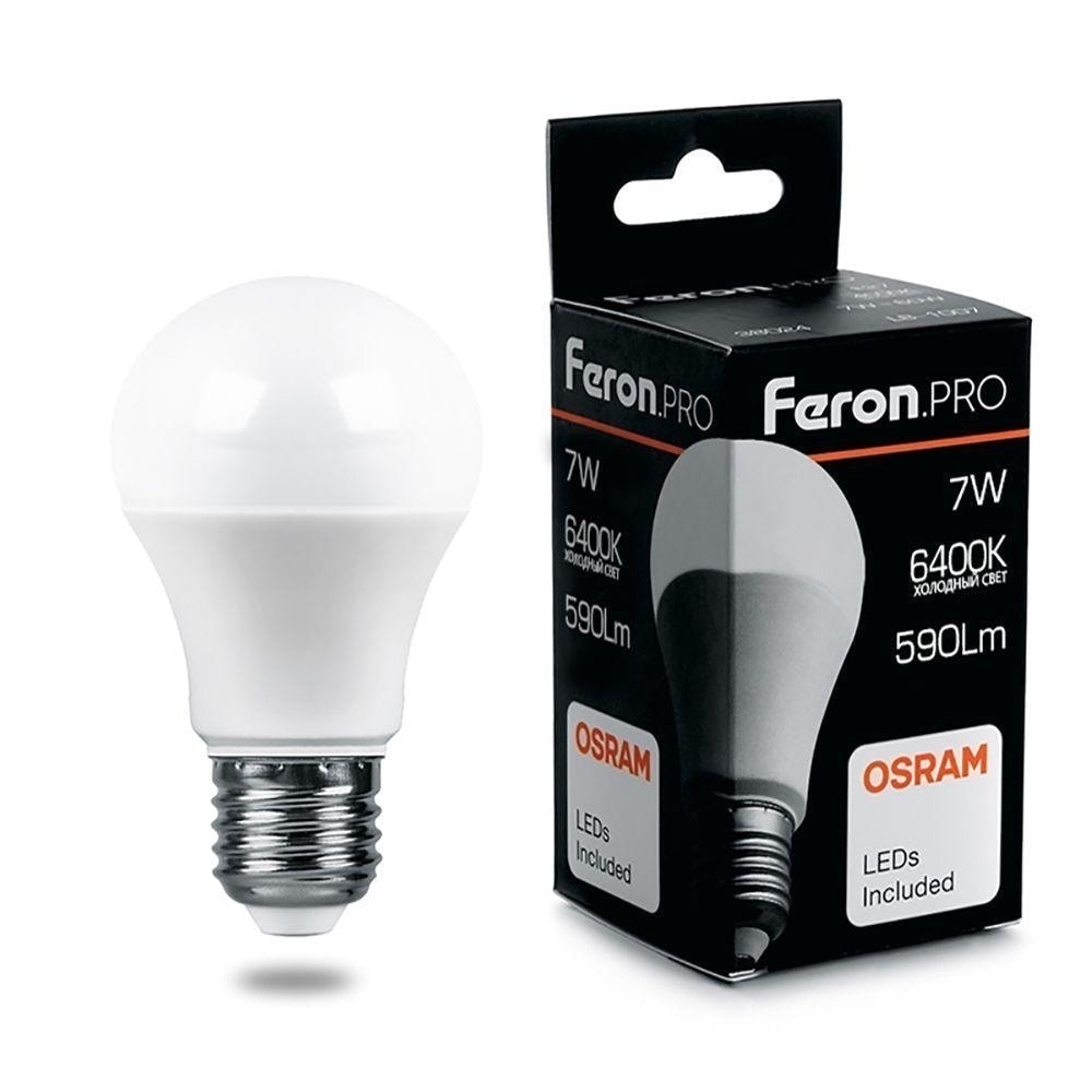 Лампа светодиодная Feron Pro E27 7W 6400K матовая LB-1007 38025