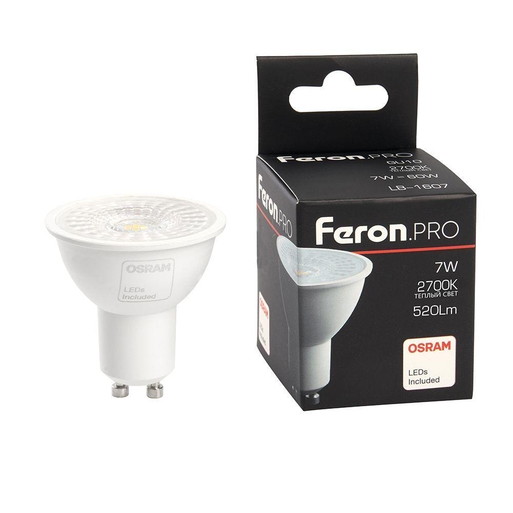 Лампа светодиодная Feron GU10 7W 2700K матовая LB-1607 38182