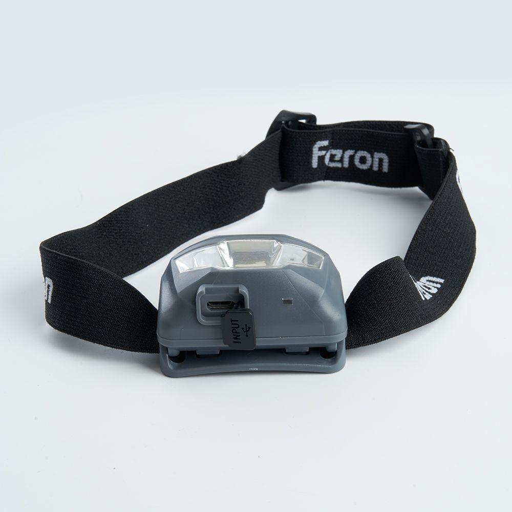 Налобный светодиодный фонарь Feron TH2301 аккумуляторный 60х40 120 лм 41680