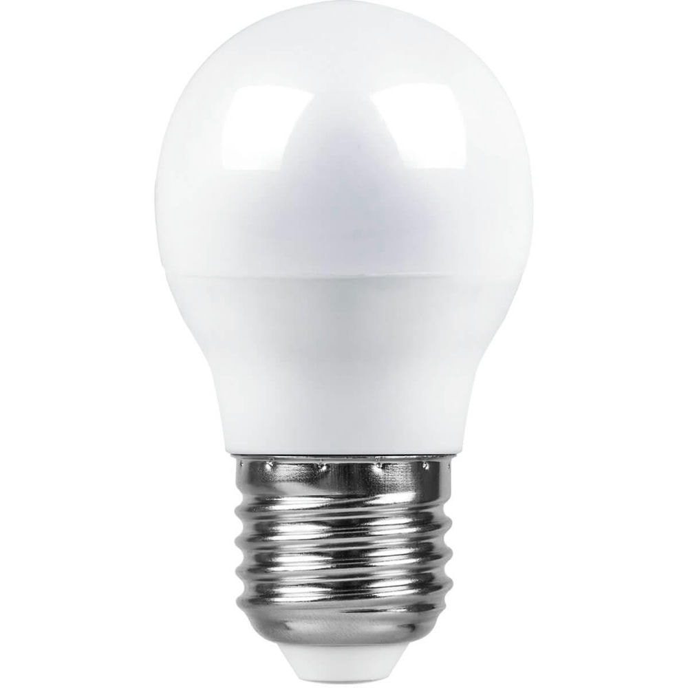 Лампа светодиодная Feron E27 7W 6400K Шар Матовая LB-95 25483